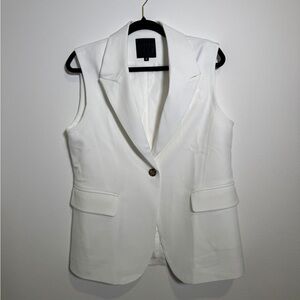 White Sleeveless Blazer Vest